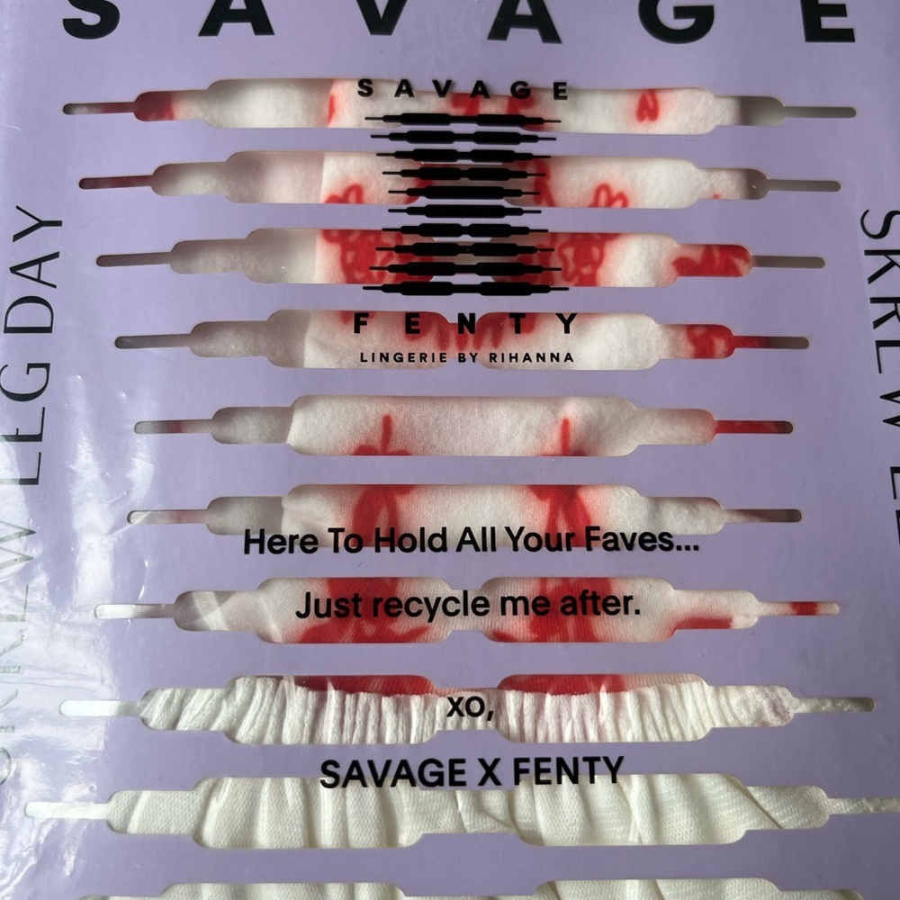 Savage X Fenty Roasted Red Fresh Ink Lined & Laced Stay-Up Stockings - Picture 10 of 13
